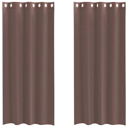 voile-gardiner med øskner 2 stk. 140x225 cm brun
