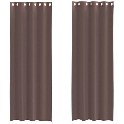 voile-gardiner med øskner 2 stk. 140x260 cm brun