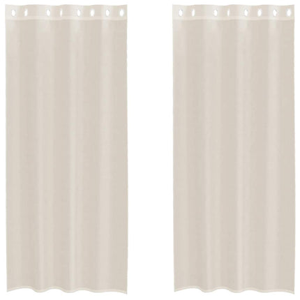 voile-gardiner med øskner 2 stk. 140x225 cm cremefarvet