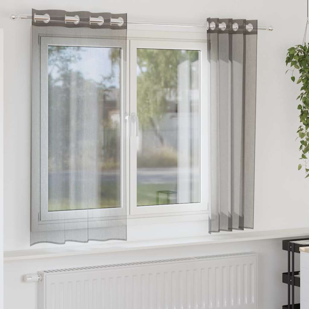 voile-gardiner med øskner 2 stk. 140x140 cm mørkegrå