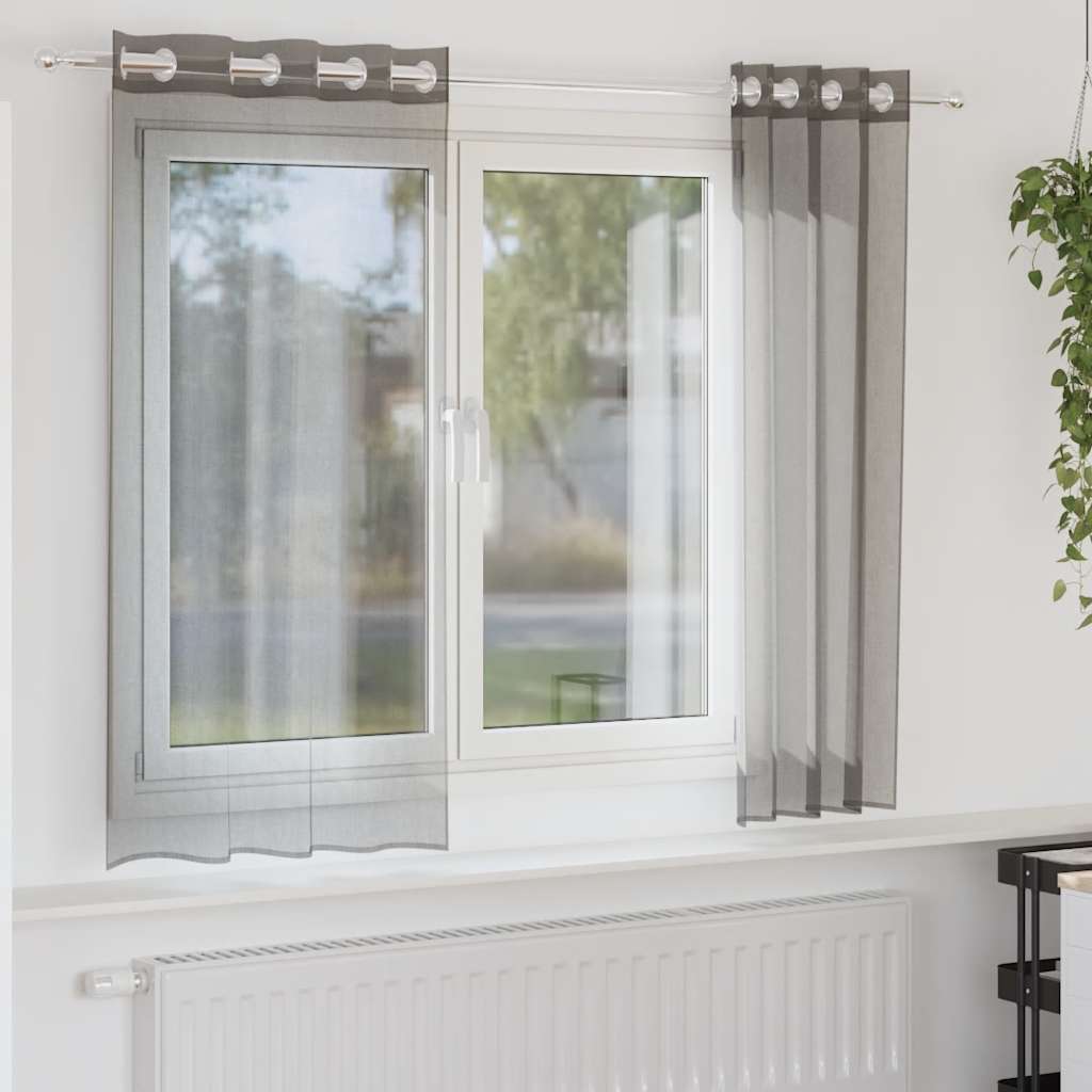 voile-gardiner med øskner 2 stk. 140x175 cm mørkegrå