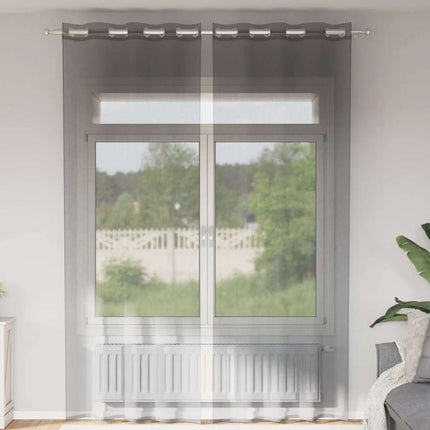 voile-gardiner med øskner 2 stk. 140x260 cm mørkegrå