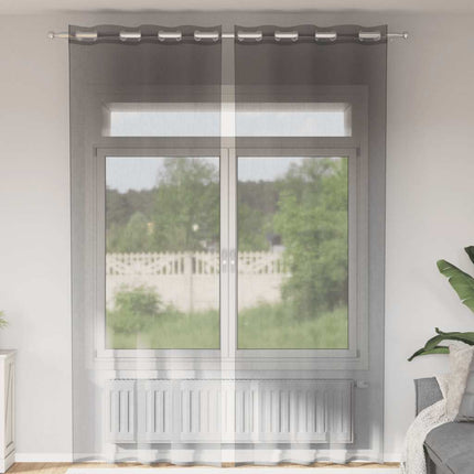 voile-gardiner med øskner 2 stk. 140x300 cm mørkegrå