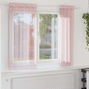 voile-gardiner med øskner 2 stk. 140x140 cm lyserød