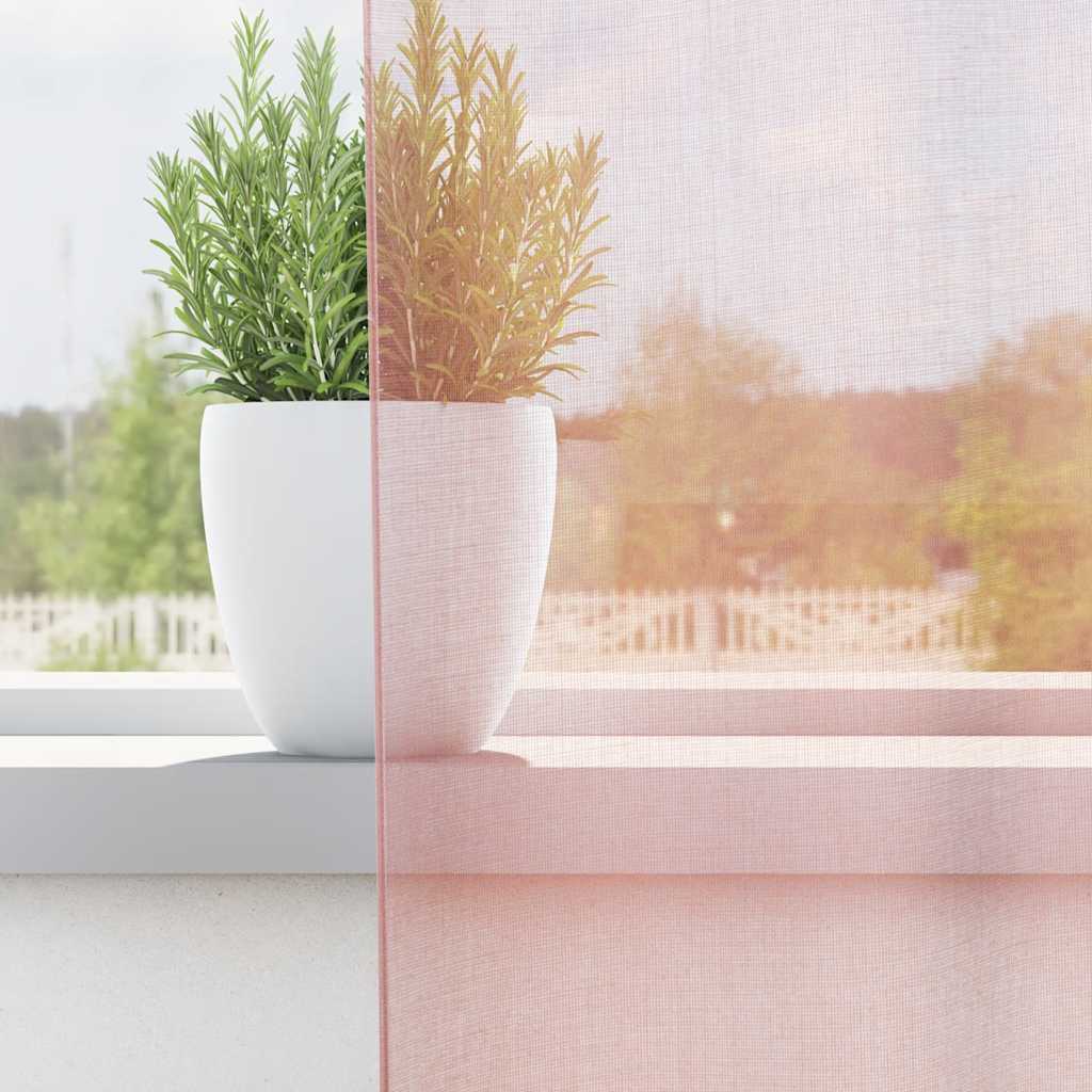 voile-gardiner med øskner 2 stk. 140x225 cm lyserød