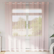 voile-gardiner med øskner 2 stk. 140x225 cm lyserød