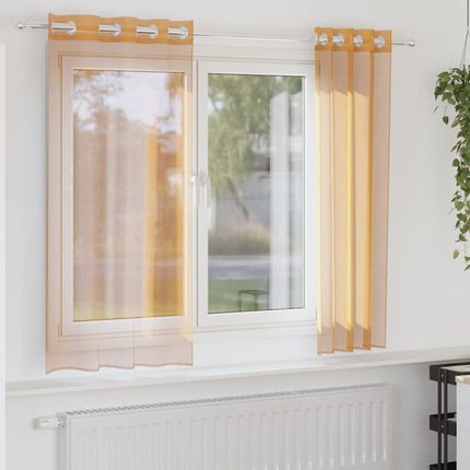 voile-gardiner med øskner 2 stk. 140x175 cm orange