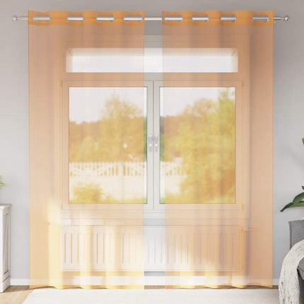 voile-gardiner med øskner 2 stk. 140x245 cm orange