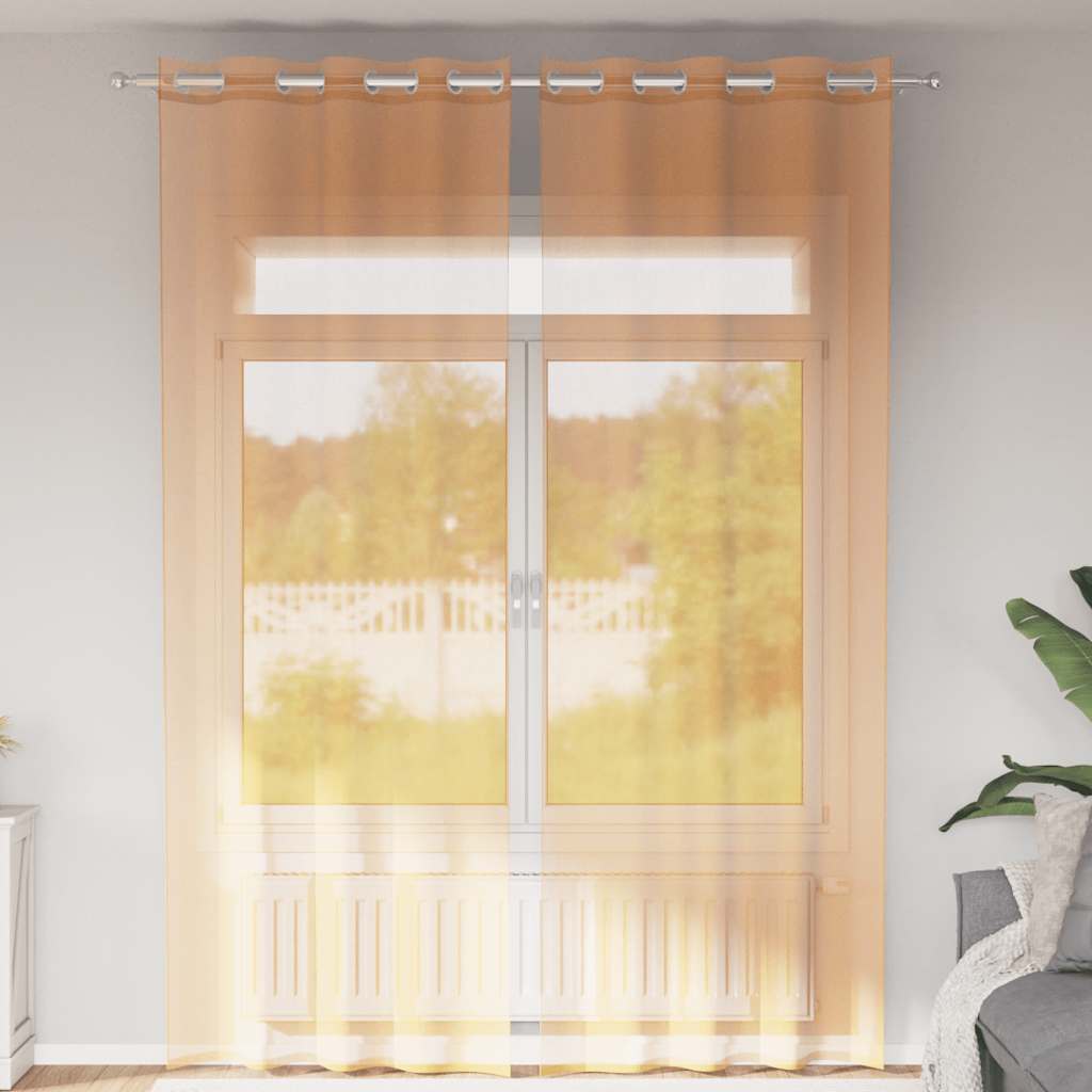 voile-gardiner med øskner 2 stk. 140x260 cm orange