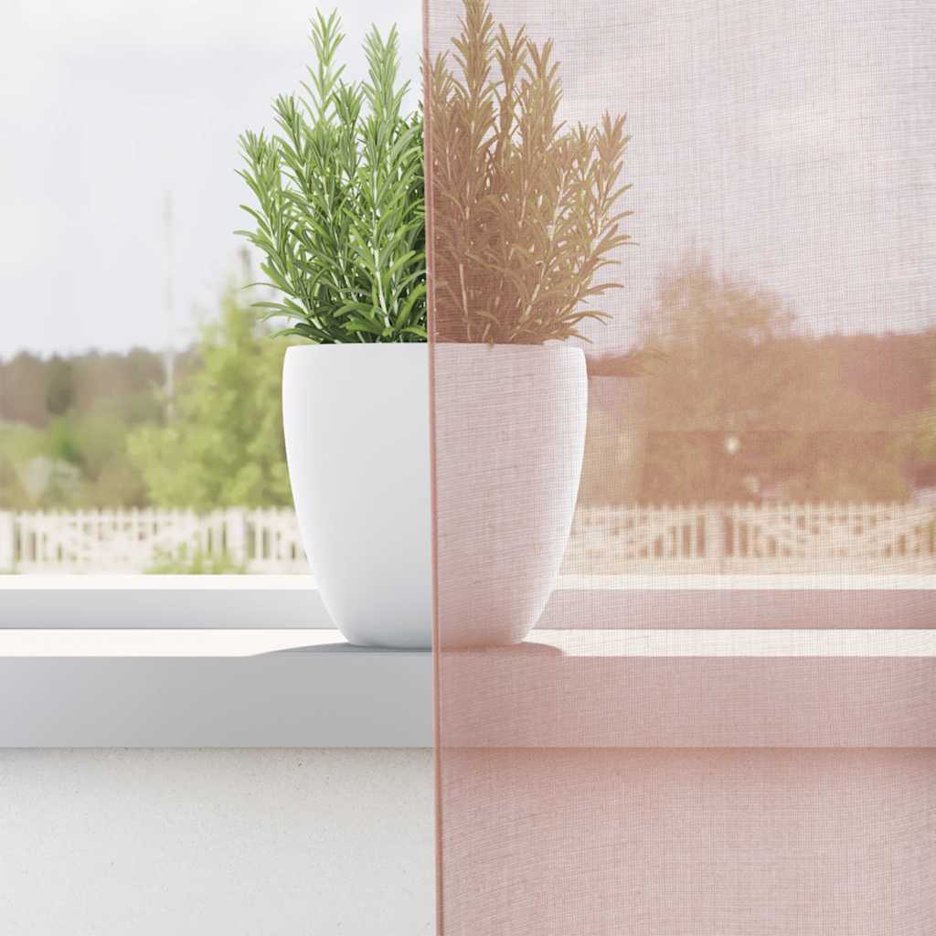 voile-gardiner med øskner 2 stk. 140x140 cm lyserød
