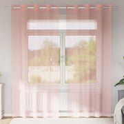 voile-gardiner med øskner 2 stk. 140x225 cm lyserød
