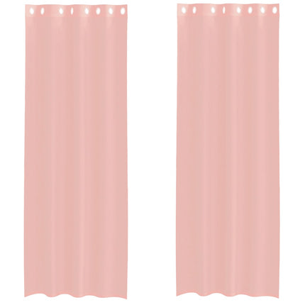 voile-gardiner med øskner 2 stk. 140x300 cm lyserød