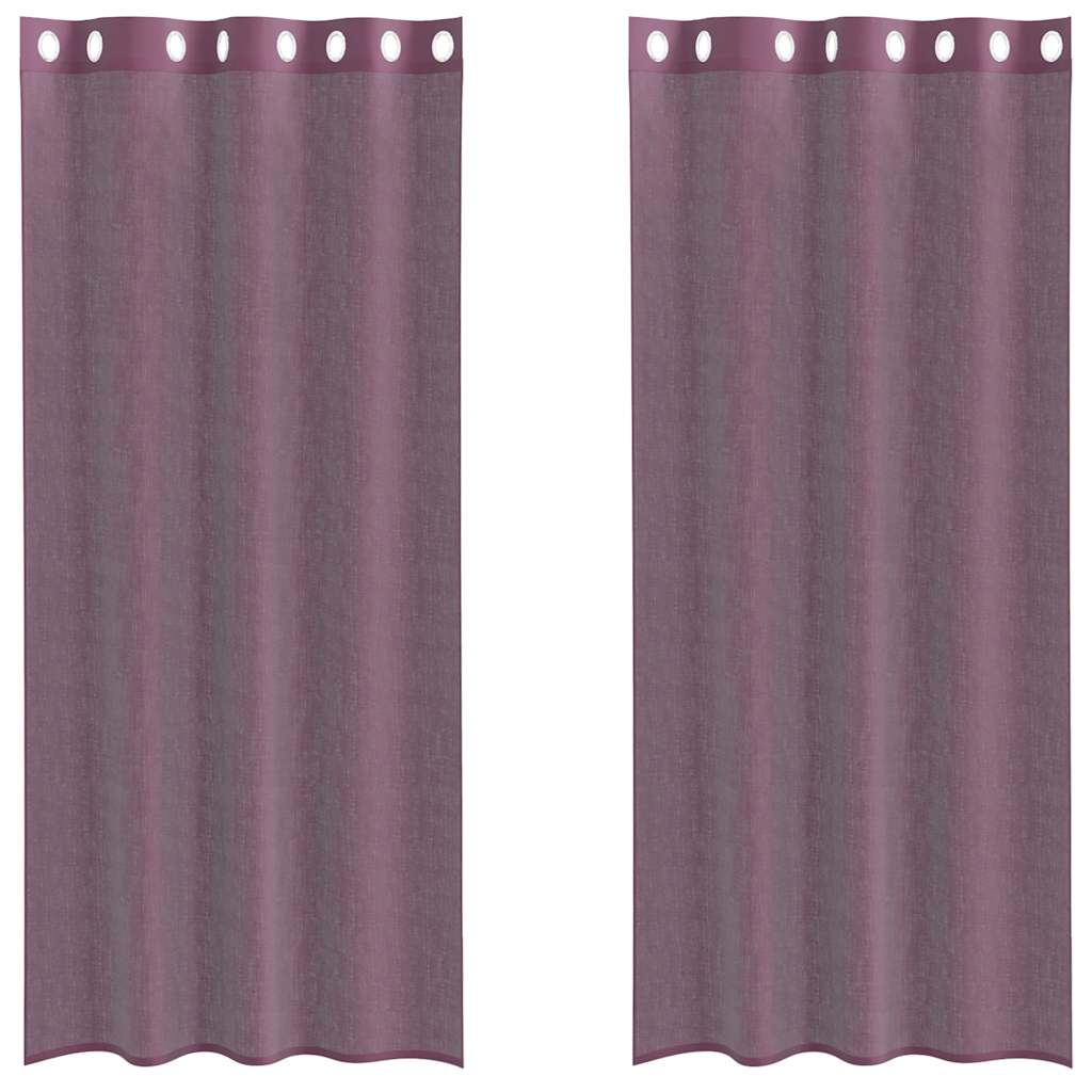 voile-gardiner med øskner 2 stk. 140x225 cm lilla