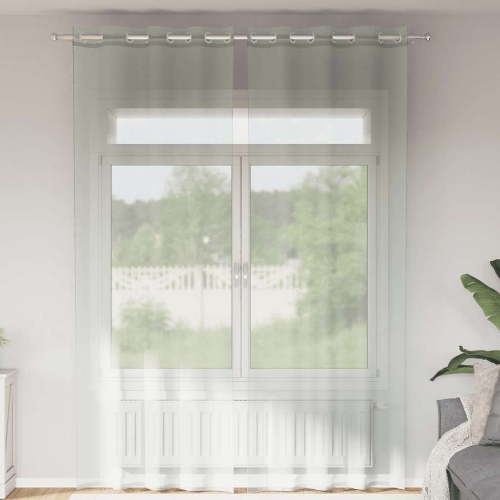 voile-gardiner med øskner 2 stk. 140x300 cm lysegrå