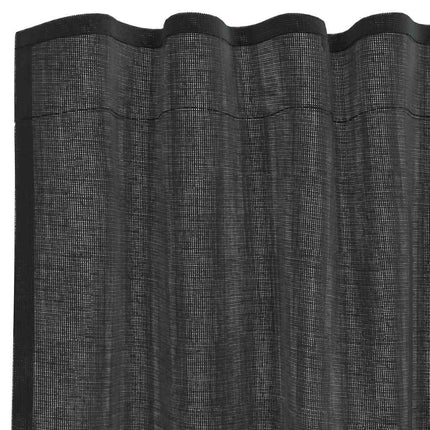 voile-gardiner med stanglommer 2 stk. sort