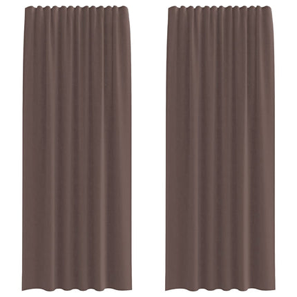 voile-gardiner med stanglommer 2 stk. brun
