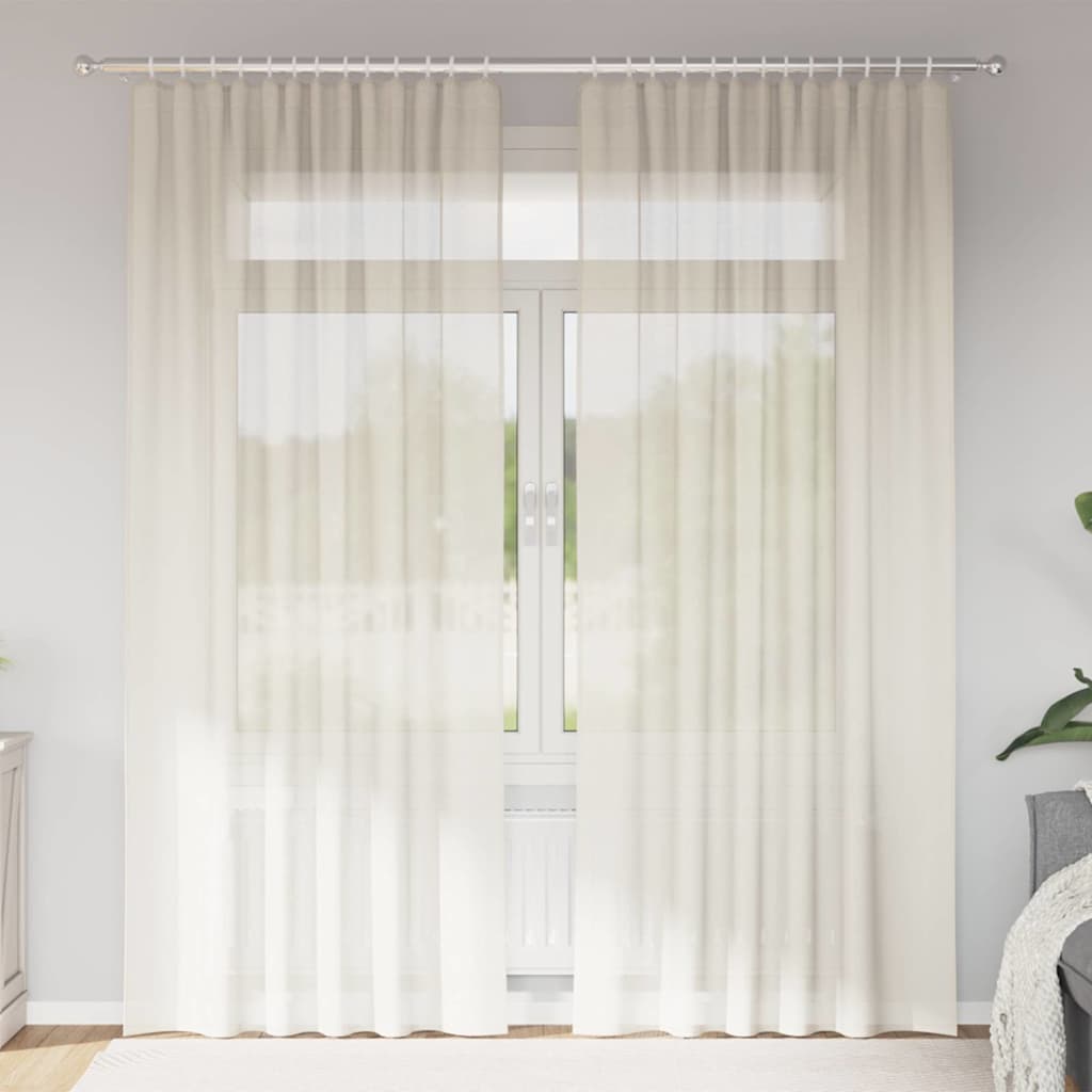 voile-gardiner med stanglommer 2 stk. cremefarvet