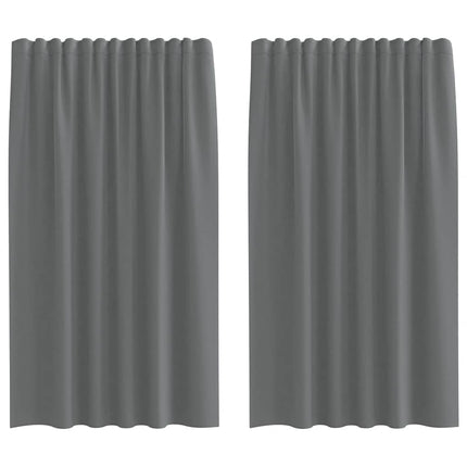 voile-gardiner med stanglommer 2 stk. mørkegrå