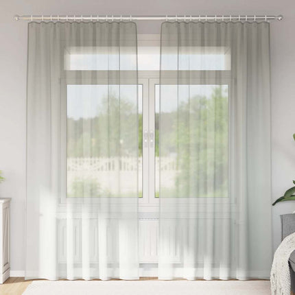 voile-gardiner med stanglommer 2 stk. lysegrå