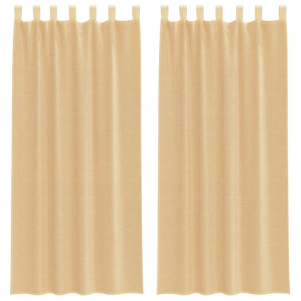 voile-gardiner med stanglommer 2 stk sandfarvet