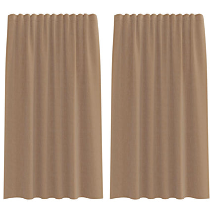 voile-gardiner med stanglommer 2 stk lysebrun