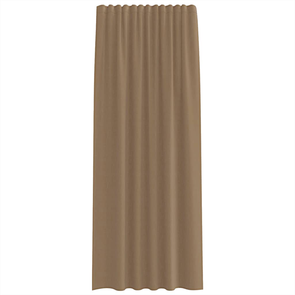 voile-gardiner med stanglommer 2 stk lysebrun