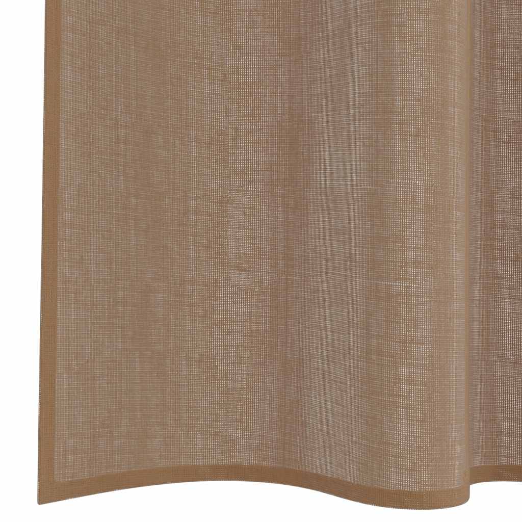 voile-gardiner med stanglommer 2 stk lysebrun