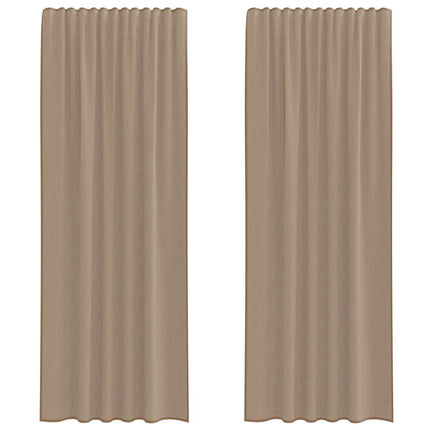 voile-gardiner med stanglommer 2 stk lysebrun