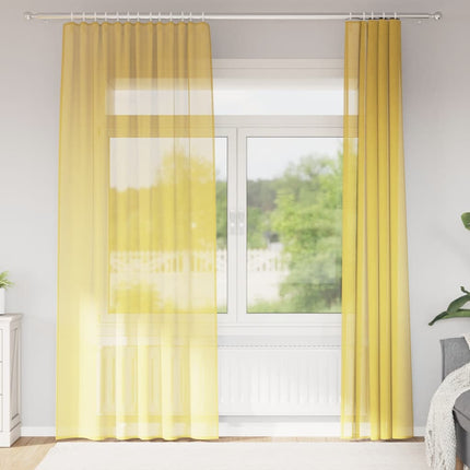voile-gardiner med stanglommer 2 stk gul