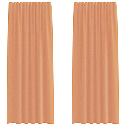 voile-gardiner med stanglommer 2 stk terrakotta