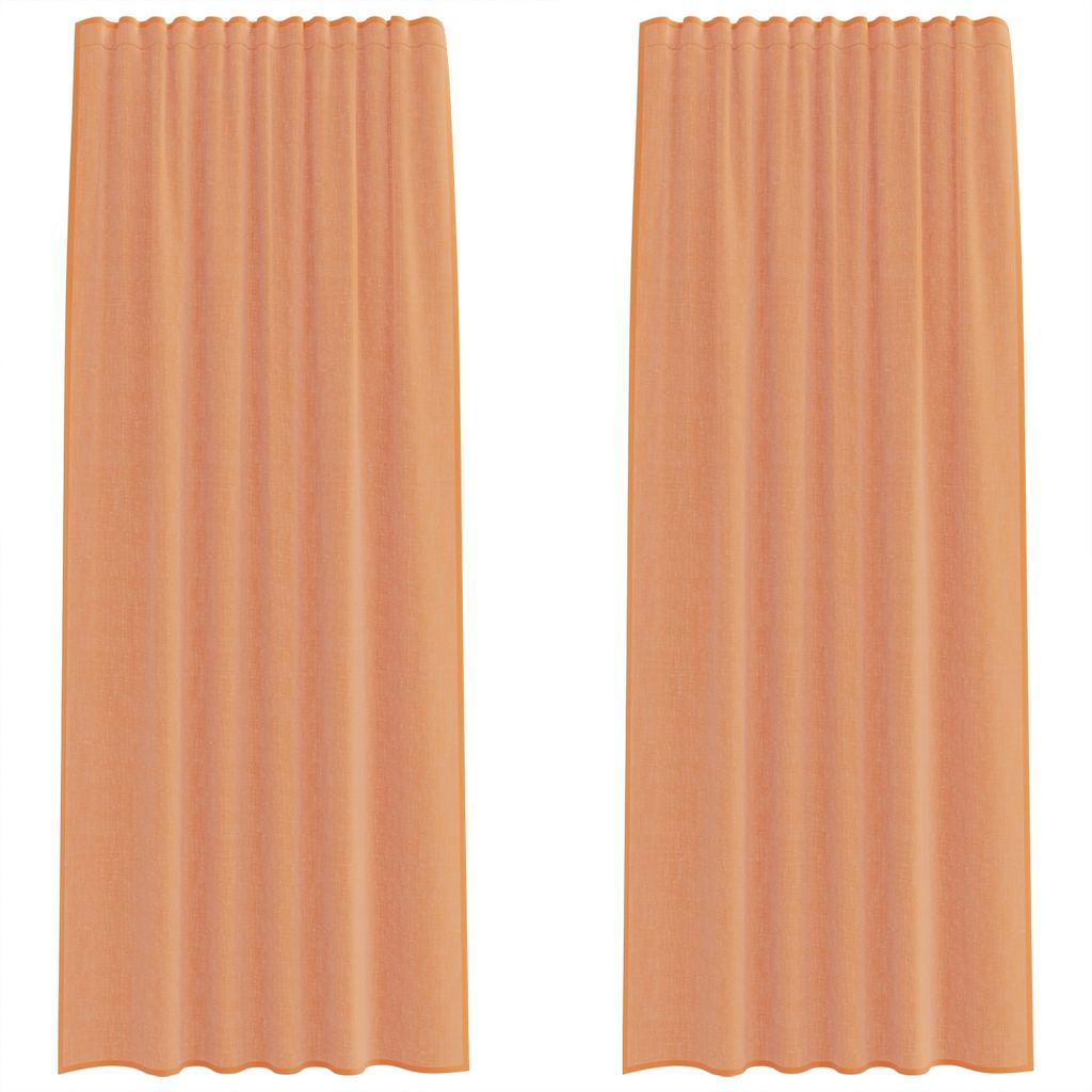 voile-gardiner med stanglommer 2 stk terrakotta
