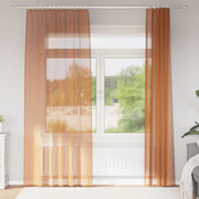 voile-gardiner med stanglommer 2 stk terrakotta