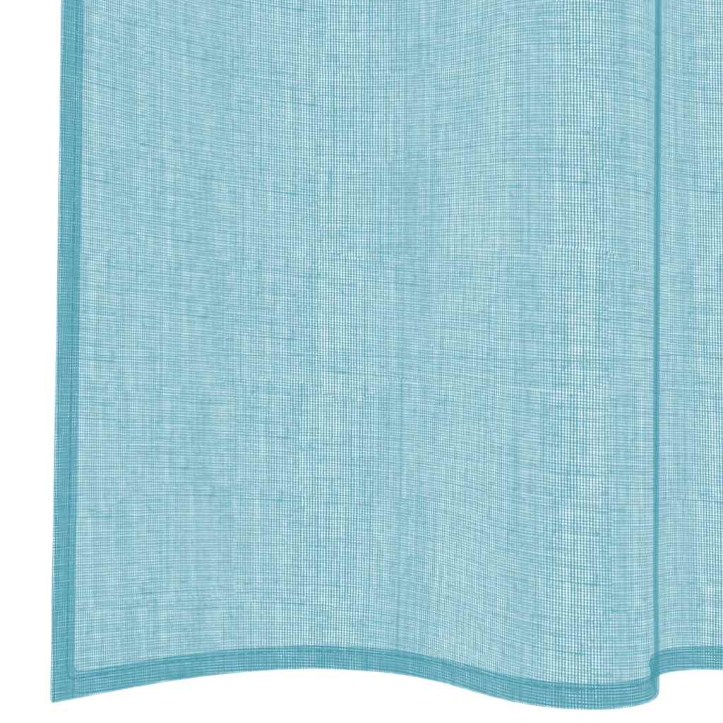voile-gardiner med stanglommer 2 stk turkis