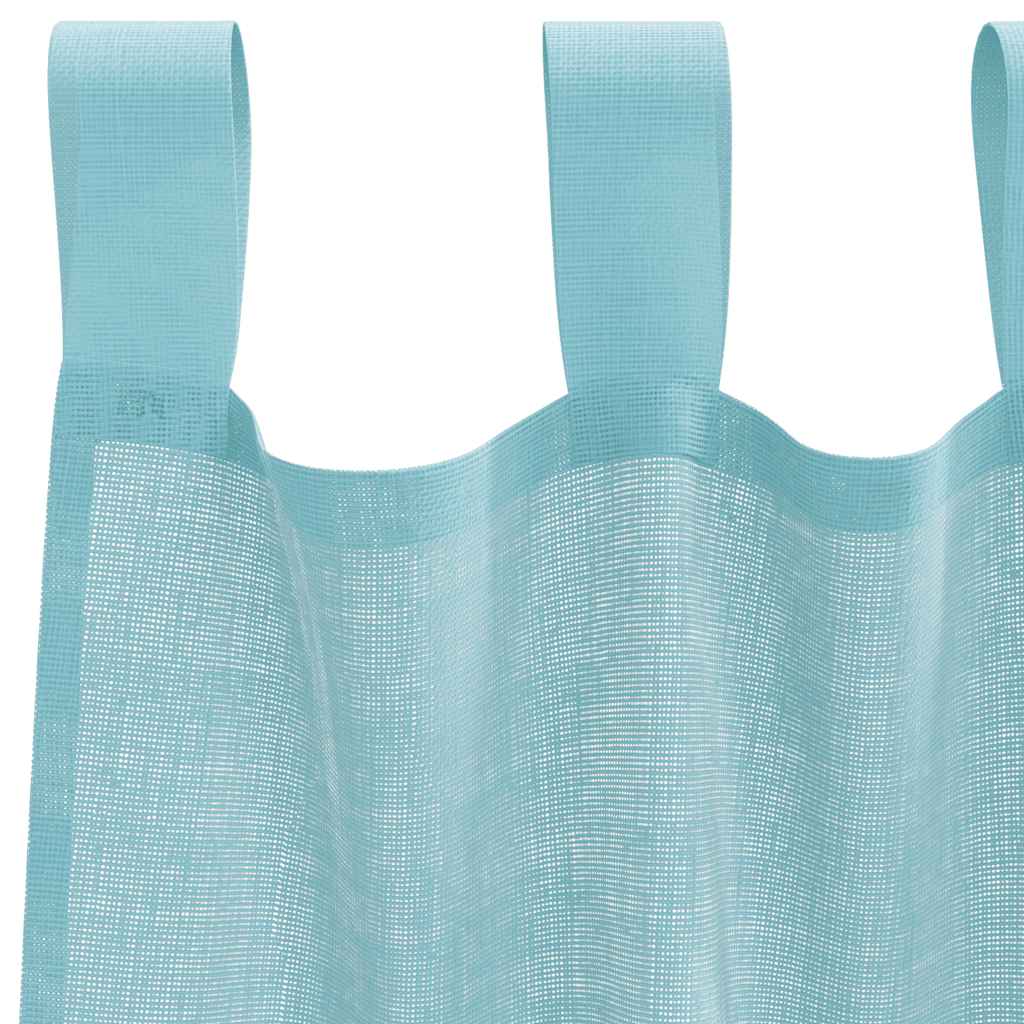 voile-gardiner med stanglommer 2 stk turkis