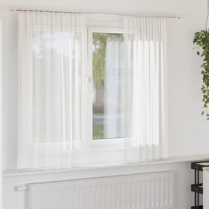 voile-gardiner med stanglommer 2 stk hvid