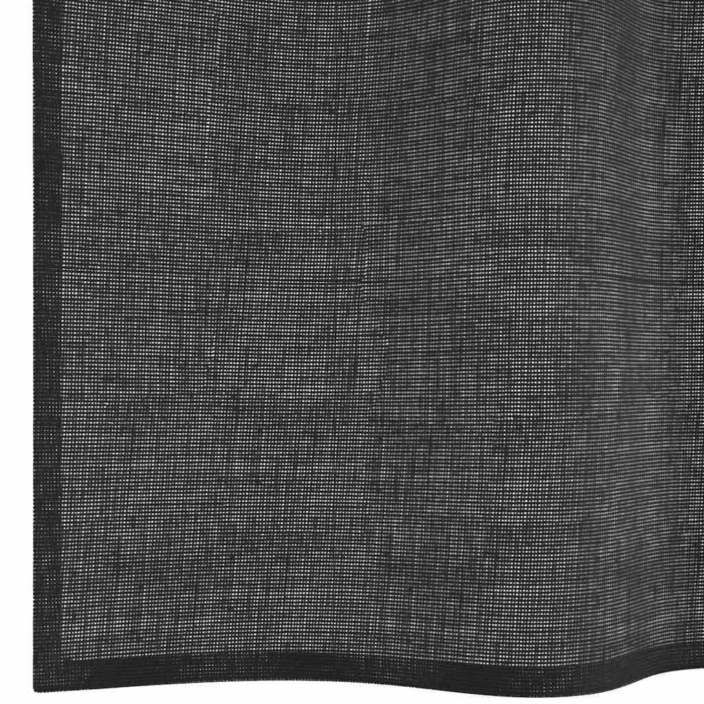 voile-gardiner med fane i toppen 2 stk. sort