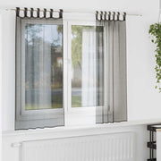 voile-gardiner med fane i toppen 2 stk. sort