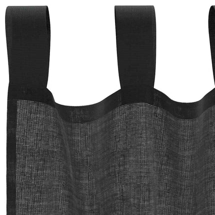 voile-gardiner med fane i toppen 2 stk. sort