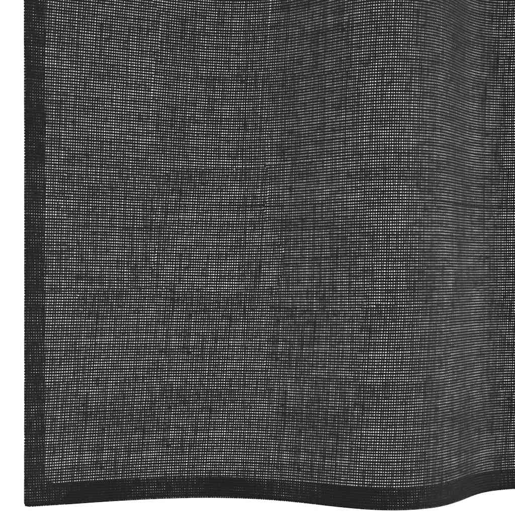voile-gardiner med fane i toppen 2 stk. sort