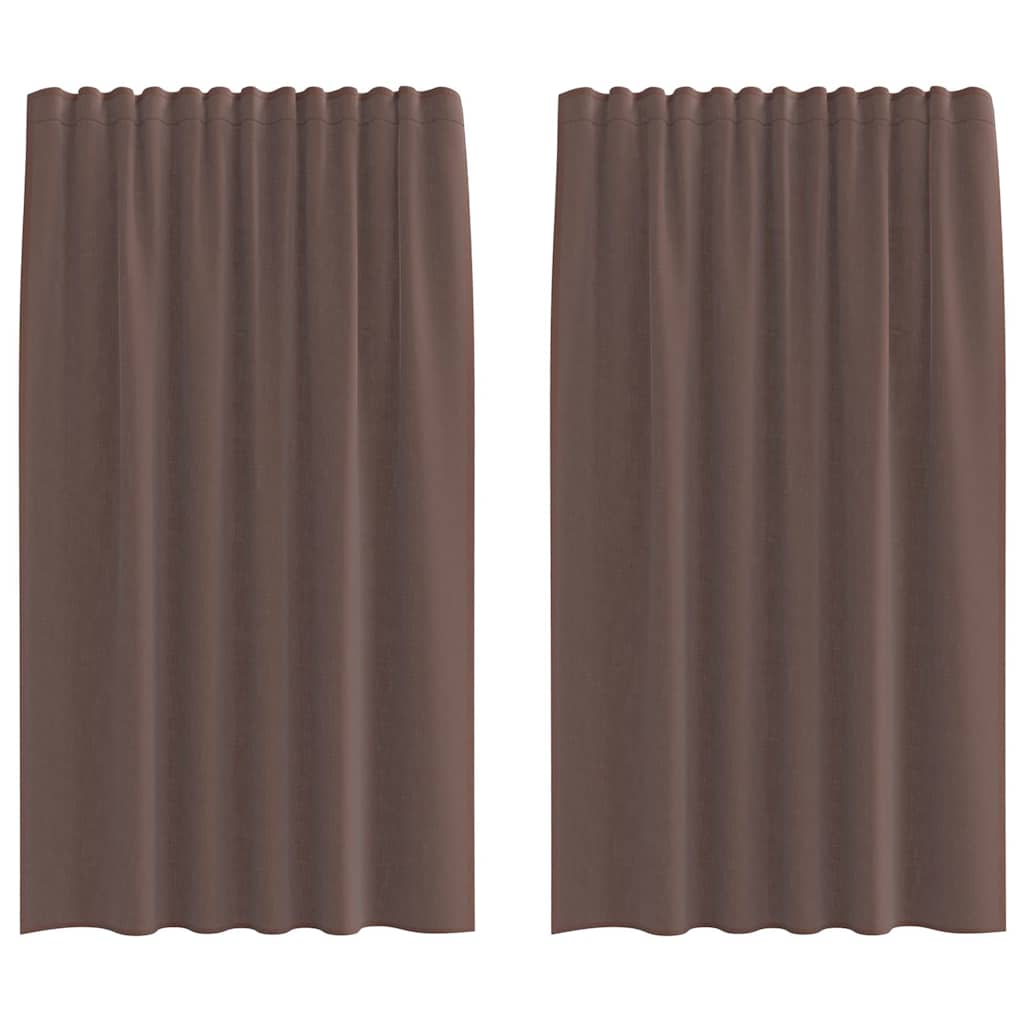 voile-gardiner med fane i toppen 2 stk. brun