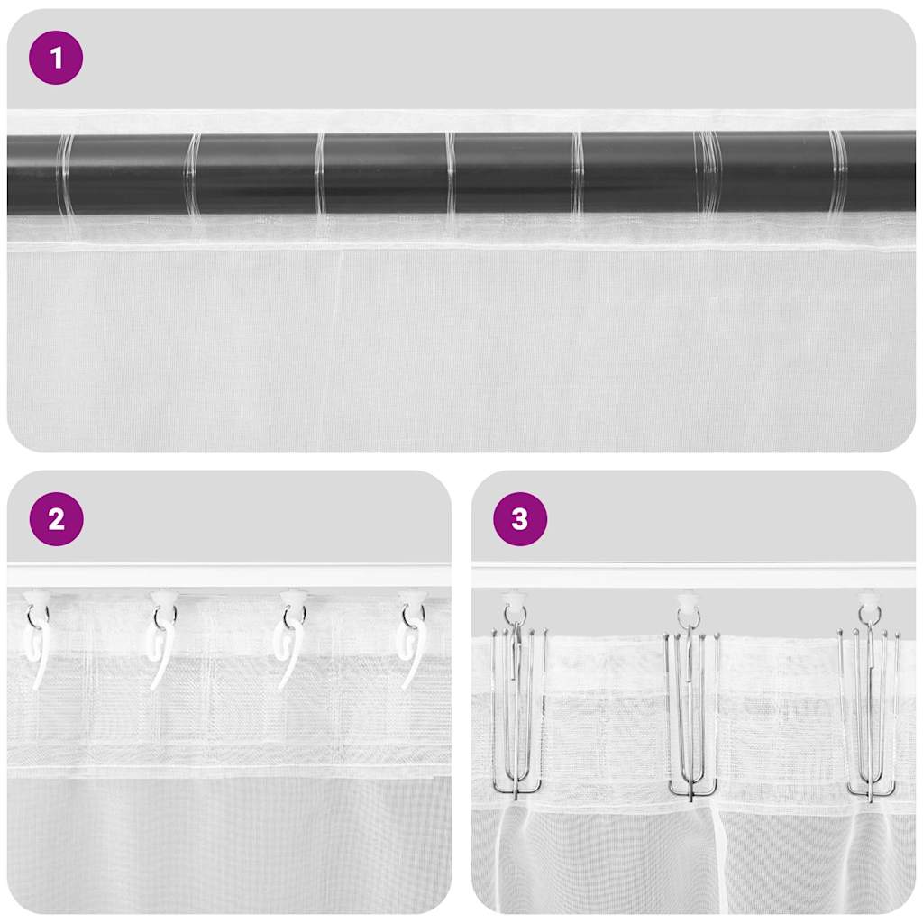 voile-gardiner med fane i toppen 2 stk. brun