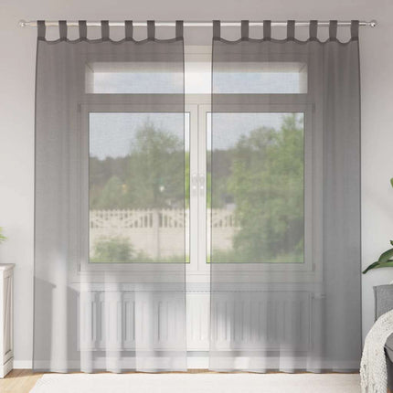 voile-gardiner med løkker 2 stk. 140x245 cm mørkegrå