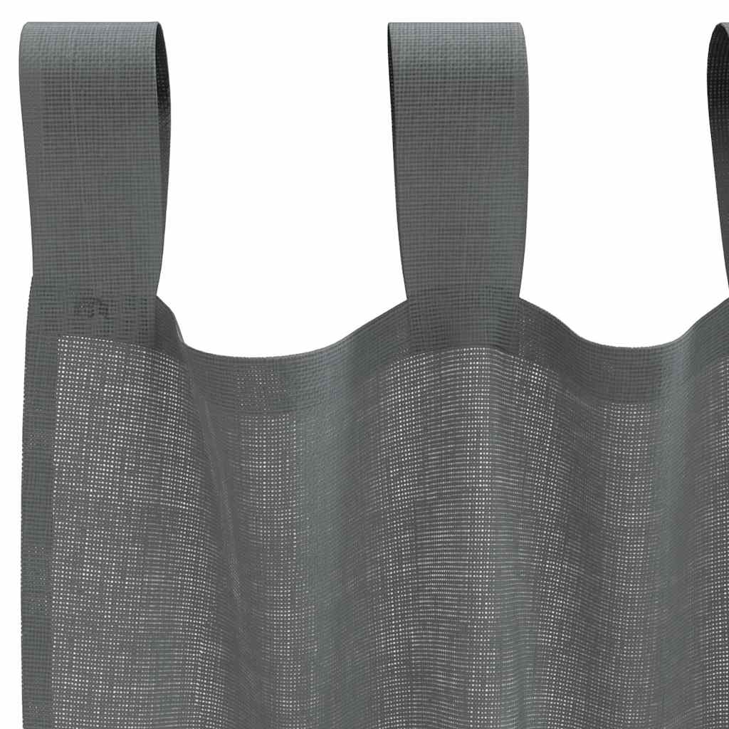voile-gardiner med løkker 2 stk. 140x260 cm mørkegrå