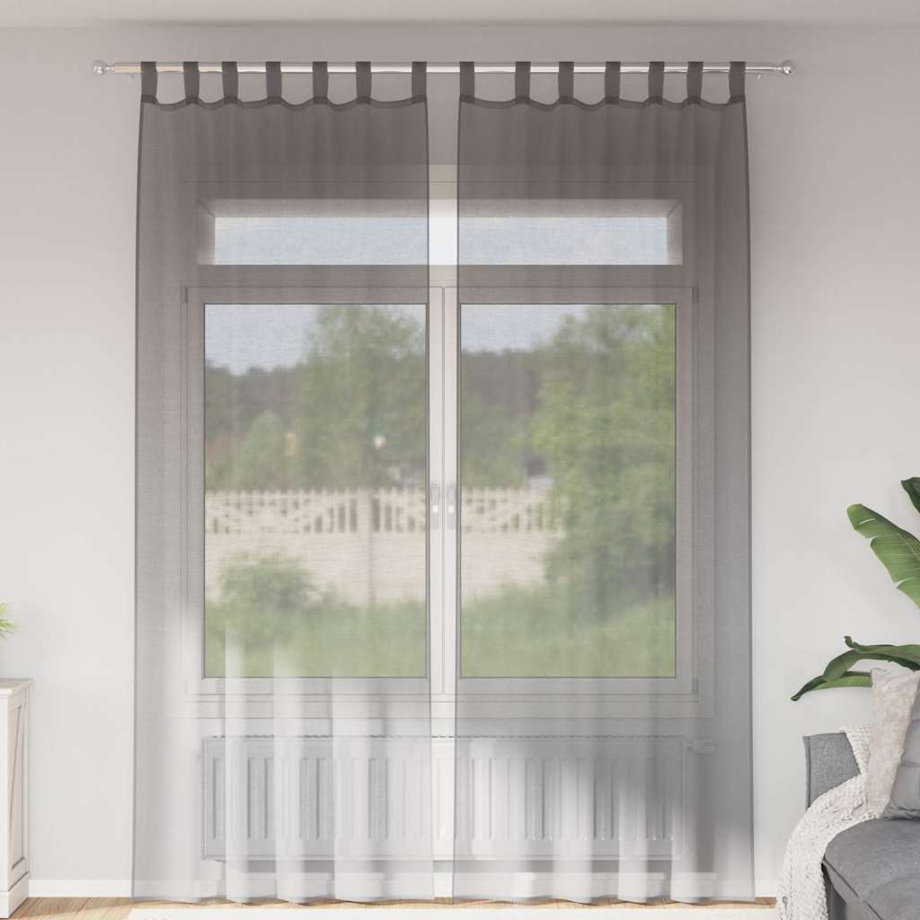 voile-gardiner med løkker 2 stk. 140x260 cm mørkegrå