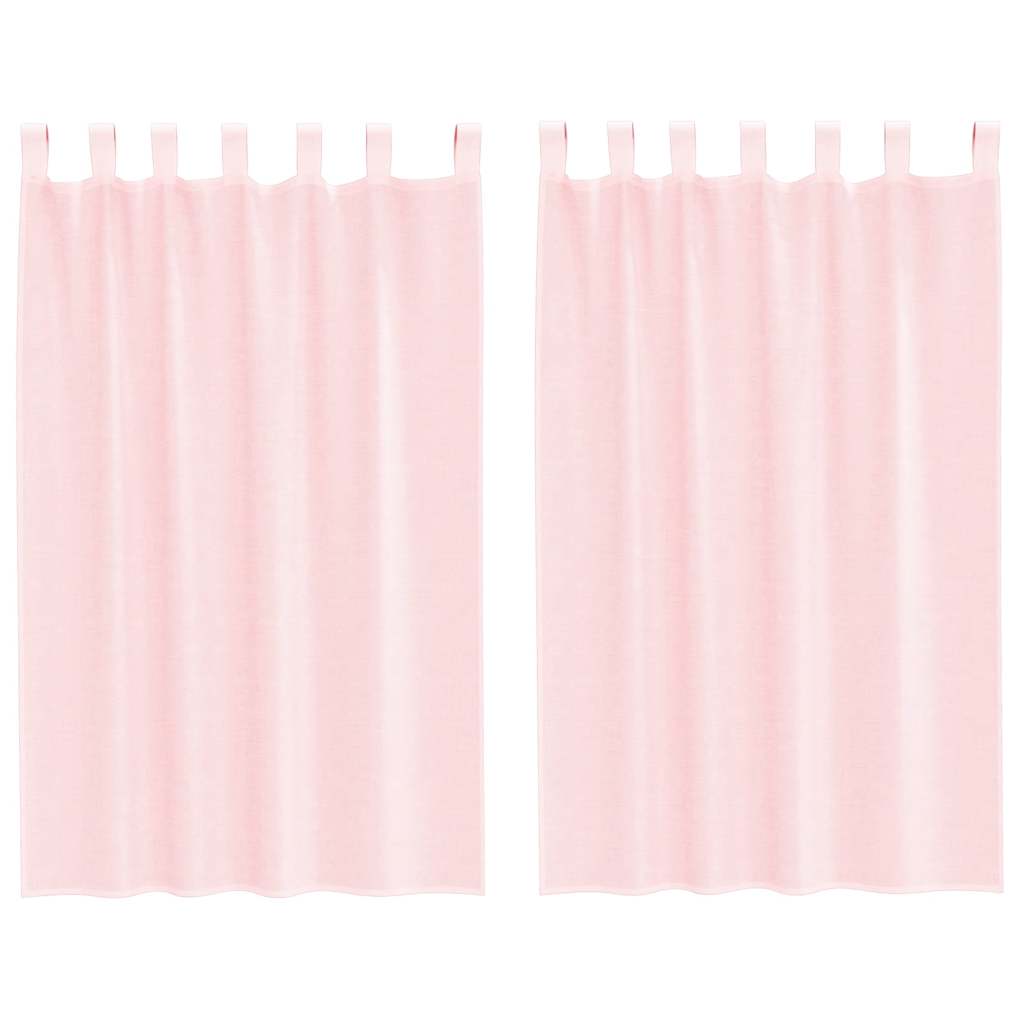 voile-gardiner med løkker 2 stk. 140x175 cm lyserød