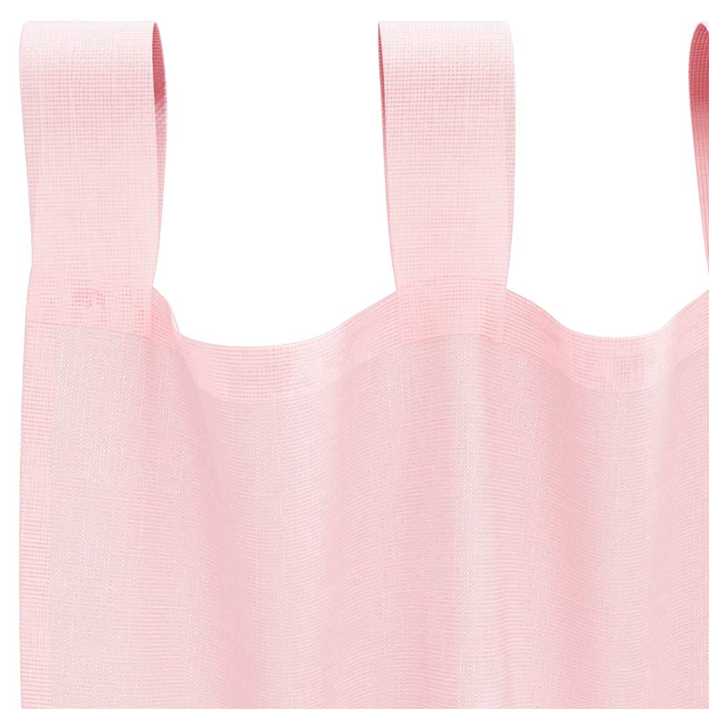 voile-gardiner med løkker 2 stk. 140x175 cm lyserød