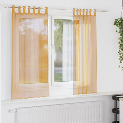 voile-gardiner med løkker 2 stk. 140x140 cm orange