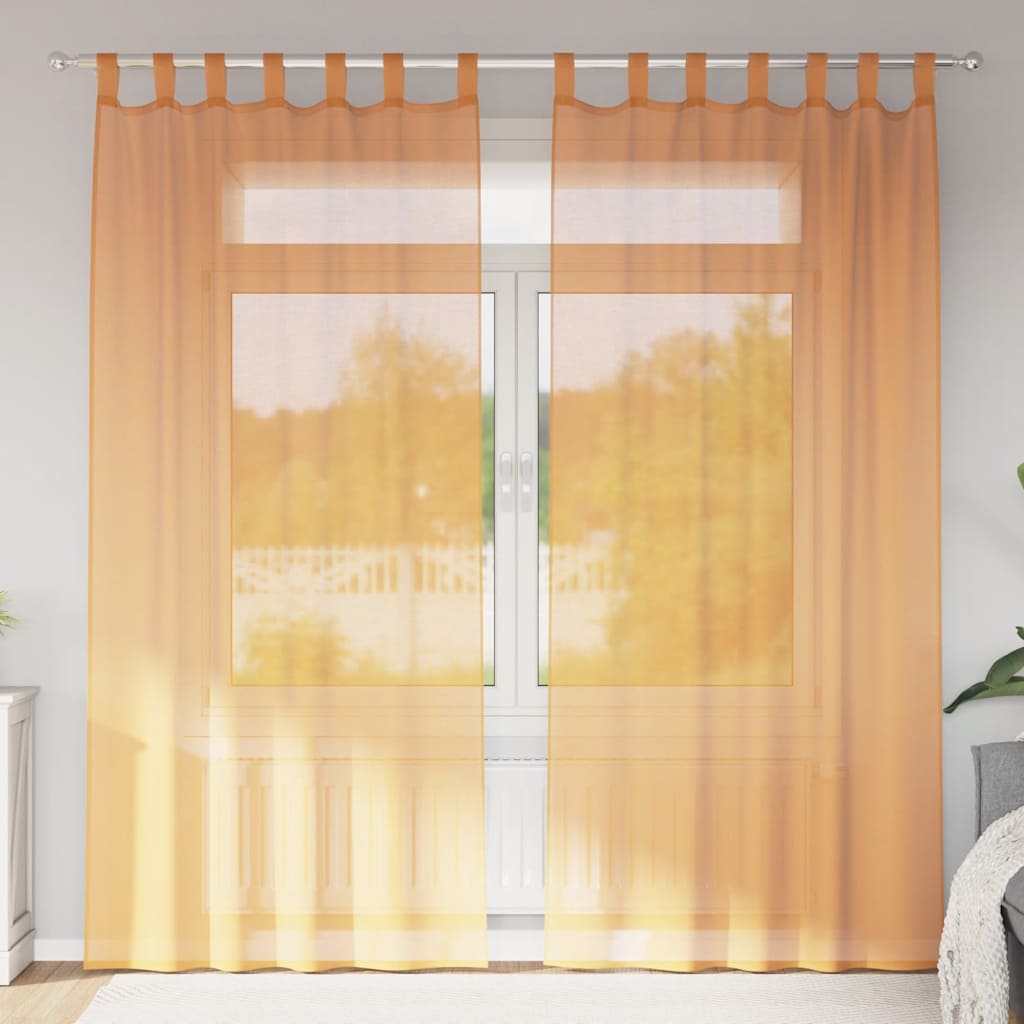 voile-gardiner med løkker 2 stk. 140x245 cm orange