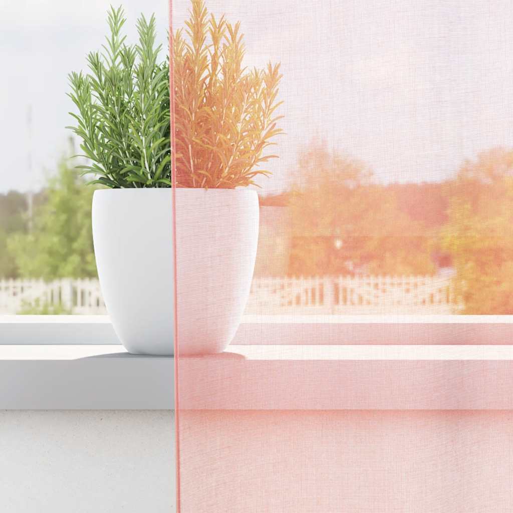 voile-gardiner med løkker 2 stk. 140x140 cm lyserød