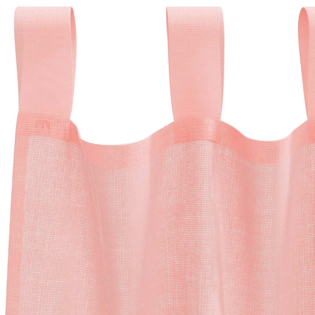 voile-gardiner med løkker 2 stk. 140x140 cm lyserød